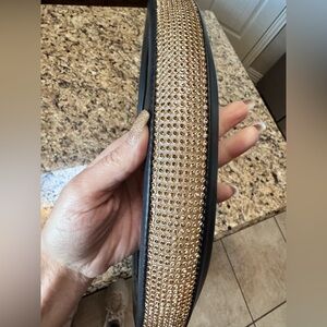 Gold and black rhinestone steering wheel cover